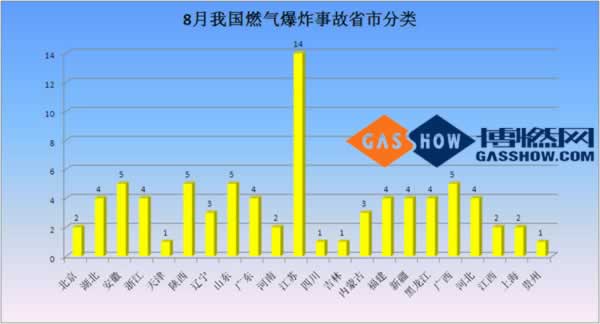 2016年8月份我國燃?xì)獗ㄊ鹿史治鰣?bào)告分類